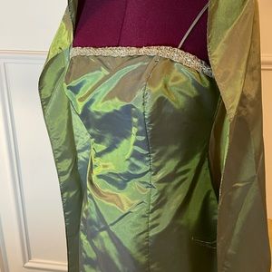 Long fancy dress with same fabric shoulder scarf